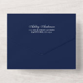 素朴結婚'Mixedフローラブルーウッドライト オールインワン招待状 (裏面)