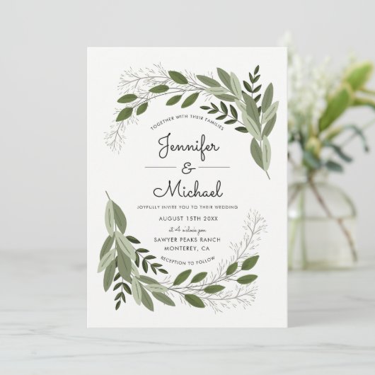 素朴結婚Sprigs - Wedding Invite 招待状 (スタンド正面)