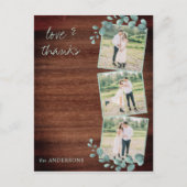 素朴結婚Thanks Greenery Photo Collage ポストカード (正面)