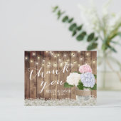 素朴結婚Thanks You Hydrangea & Baby's Breath ポストカード (スタンド正面)