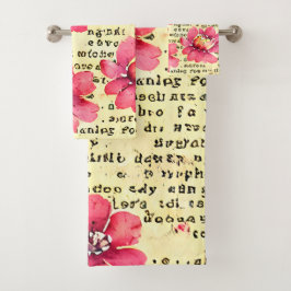 素朴絵を描フローラと文字の背景 バスタオルセット