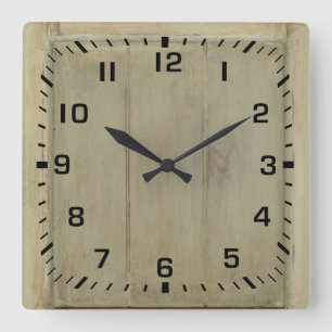 素朴絵を描木 スクエア壁時計