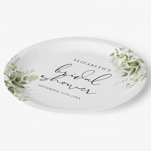 素朴緑のスクリプエレガントトブライダルシャワー ペーパープレート (アングル)