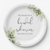 素朴緑のスクリプエレガントトブライダルシャワー ペーパープレート (正面)