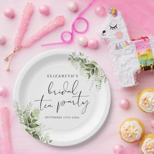 素朴緑のスクリプエレガントトブライダルティーパーティー ペーパープレート (パーティー)