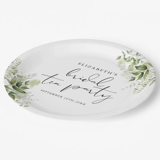 素朴緑のスクリプエレガントトブライダルティーパーティー ペーパープレート (アングル)