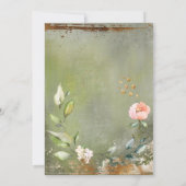 素朴緑のフローラ金ゴールドス結婚クリプト 招待状 (裏面)