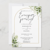 素朴緑の金ゴールドアー結婚チの夕べパーティー 招待状 (正面)