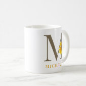 素朴編モダン集ひまわりモノグラム名 コーヒーマグカップ (正面右)