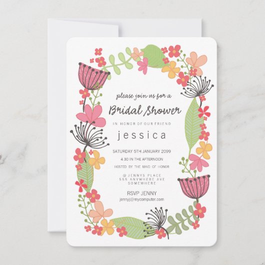 素朴縁どブライダルシャワーパーティー 招待状 (正面)