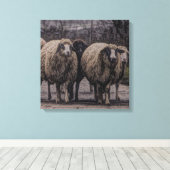 素朴羊の田舎道牧場ファーム群 キャンバスプリント (インサイチュ (ウッドフロア))