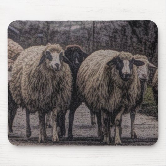 素朴羊の田舎道牧場ファーム群 マウスパッド (正面)