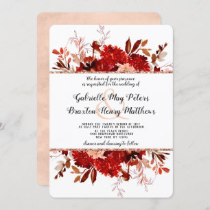 素朴美しいバラ金ゴールドフローラフレーム結婚ズ 招待状