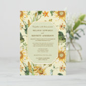 素朴美しいヒマワリ結婚植物薬 招待状 (スタンド正面)
