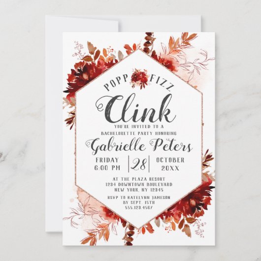 素朴美しいフポップ・アートのァズリンクバチェロレッテ 招待状 (正面)