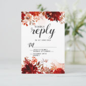 素朴美しいフローラトップ縁どウェディングRSVP返信 出欠カード (スタンド正面)