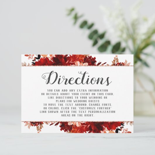 素朴美しいフローラフレーム結婚の方向 エンクロージャーカード (スタンド正面)