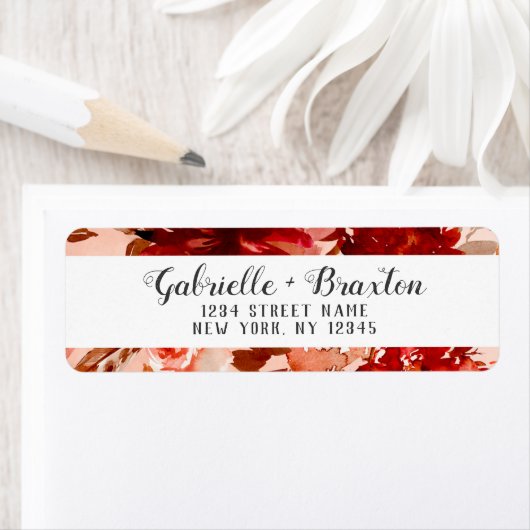 素朴美しいフローラフレーム結婚差出人住所 ラベル (インサイチュ)