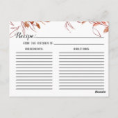 素朴美しいフローラブライダルシャワーレシピカード ポストカード (裏面)