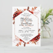 素朴美しいフローラ六角結婚式招待状 招待状 (スタンド正面)