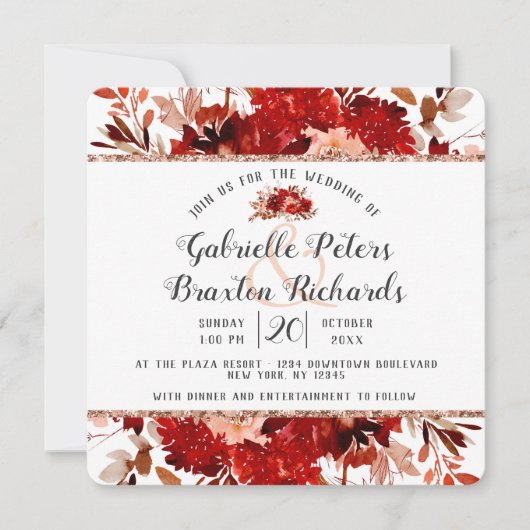 素朴美しいフローラ枠結婚式招待状 招待状 (正面)