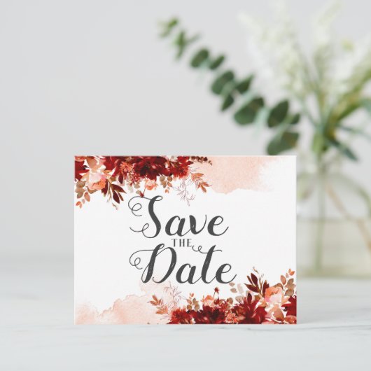 素朴美しいフローラ水の色の保存日付 案内ポストカード (スタンド正面)