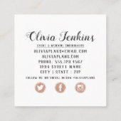 素朴美しいフローラ水彩色バラ金ゴールド枠 スクエア名刺 (裏面)