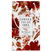 素朴美しいフローラ秋の結婚式おめでとう スモールペーパーバッグ (裏面)