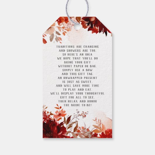 素朴美しいフローラ縁どブライダル表示シャワー ギフトタグ (裏面)