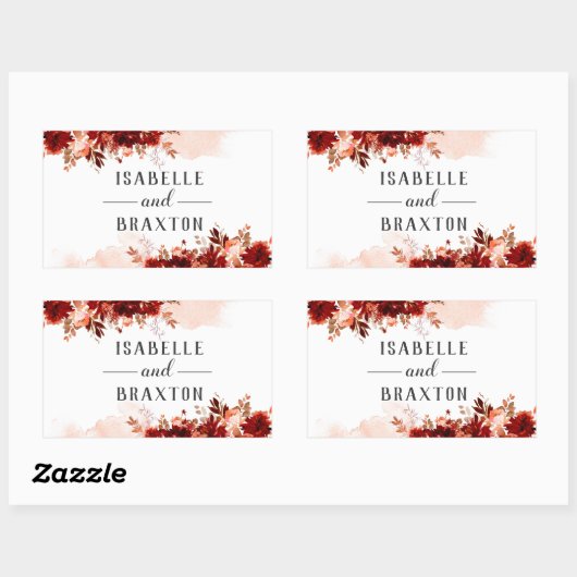 素朴美しいフローラ縁ど秋モノグラム結婚ズ 長方形シール (シート)