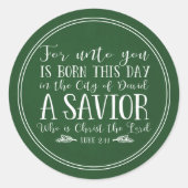 素朴聖書聖句タイポグラフィ緑 ラウンドシール (正面)