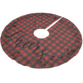 素朴聖降誕祭、赤チェック・プレイド。 ブラッシュドポリエステルツリースカート (アングル)