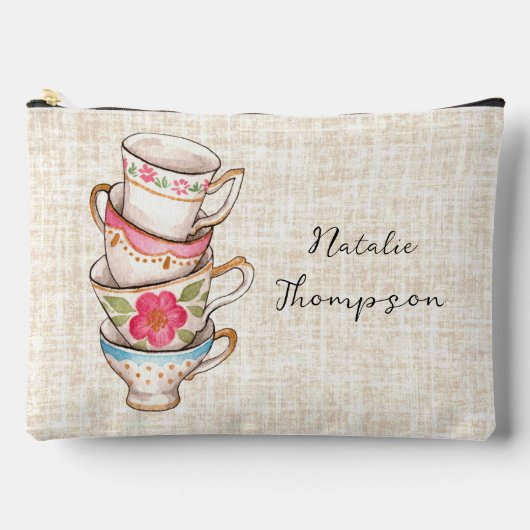 素朴自然な背景の手絵を描芸術モノグラム アクセサリーポーチ (正面)