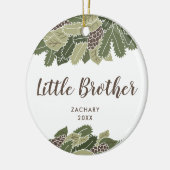 素朴自然パーソナライズされた弟の緑 セラミックオーナメント (左)