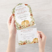 素朴自然フローラボタニカル結婚カボチャ オールインワン招待状 (貼ってはがせる)