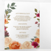 素朴自然フローラリース結婚QR 三つ折り招待状 (内部最初)