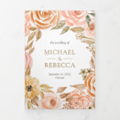 素朴自然フローラ秋秋QRコード結婚s 三つ折り招待状 (カバー)