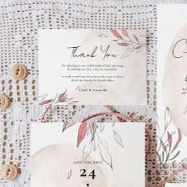 素朴自然水の色フローラ結婚 サンキューカード