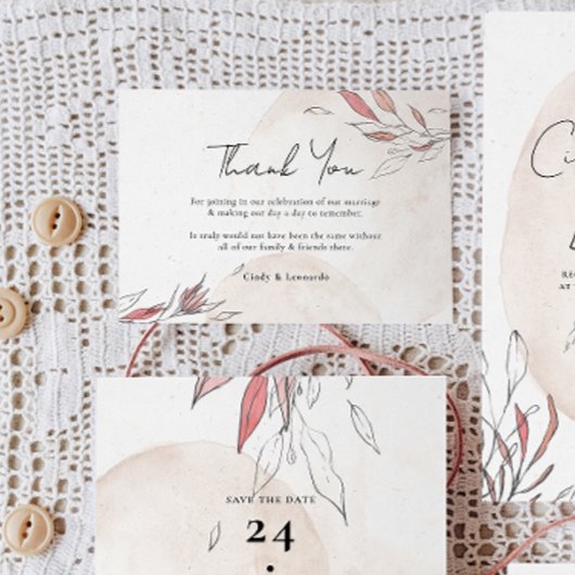 素朴自然水の色フローラ結婚 サンキューカード