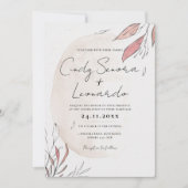 素朴自然水の色フローラ結婚 招待状 (正面)