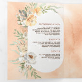 素朴自然水カラー桃フローラ結婚ズ 三つ折り招待状 (内部最初)