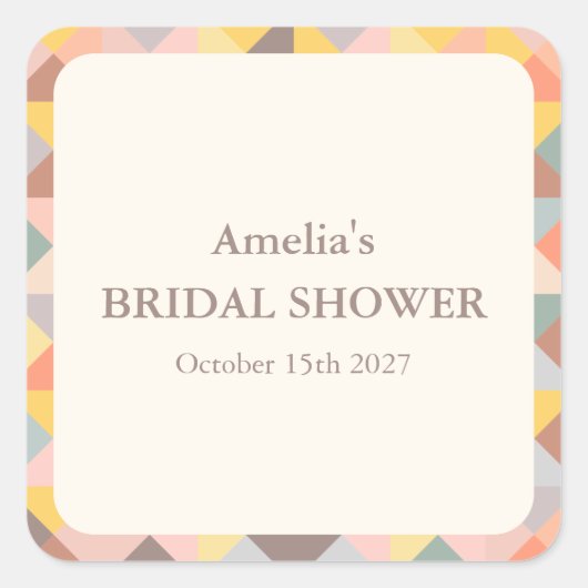 素朴自然秋カスタムブライダルシャワー スクエアシール (正面)