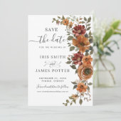 素朴自然Rust Orange銅フローラ結婚 セーブザデート (スタンド正面)