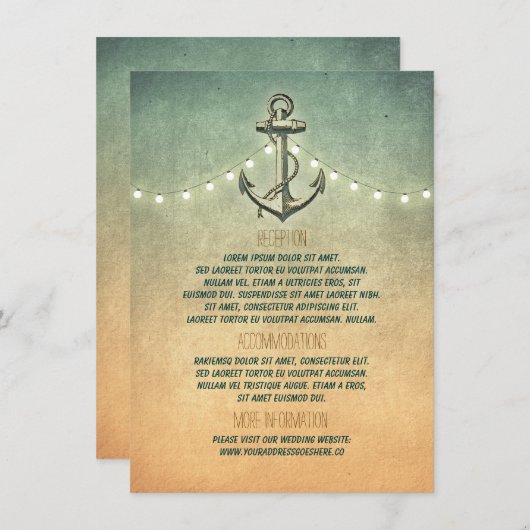 素朴航海のいかりの結婚詳細 エンクロージャーカード (正面/裏面)