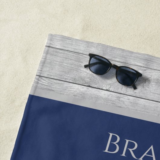 素朴航海のいかりパーソナライズされたブルー ビーチタオル (インサイチュ)