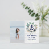 素朴航海のいかりビーチ写真の保存日付 インビテーションポストカード (スタンド正面)