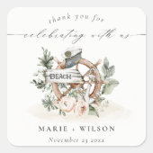 素朴航海のいかりホイールフローラ結婚ズ スクエアシール (正面)