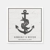 素朴航海のパーソナライズされた結婚のナプキン スタンダードカクテルナプキン (正面)