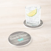 素朴航海のビーチハウスカニパーソナライズされた コースター (側面)