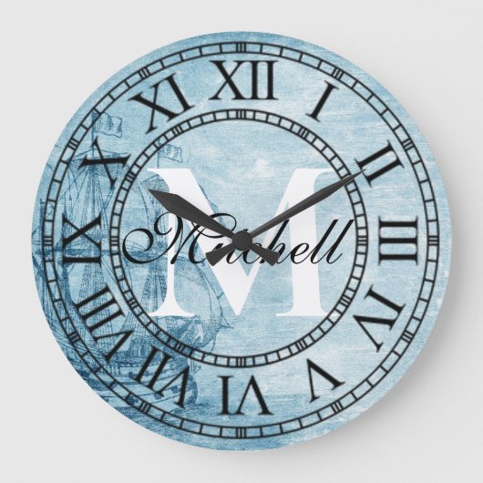 素朴航海のヴィンテージ ラージ壁時計 (正面)